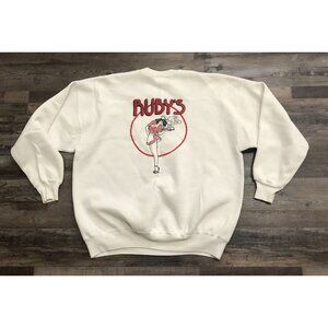 Vtg 90s Ruby's Diner Mens XL Crewneck Sweatshirt Pullover White